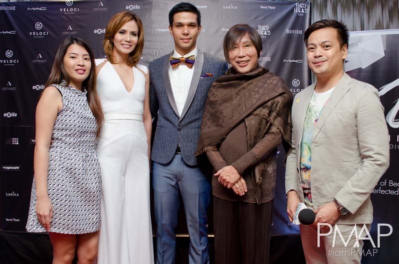 Outgoing President Angel Agustin and incumbent Raphael Kiefer with designer Renee Salud
